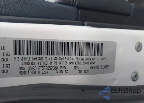 2015 Dodge Durango Citadel из США, поврежденный, VIN 1C4SDJET5FC857380